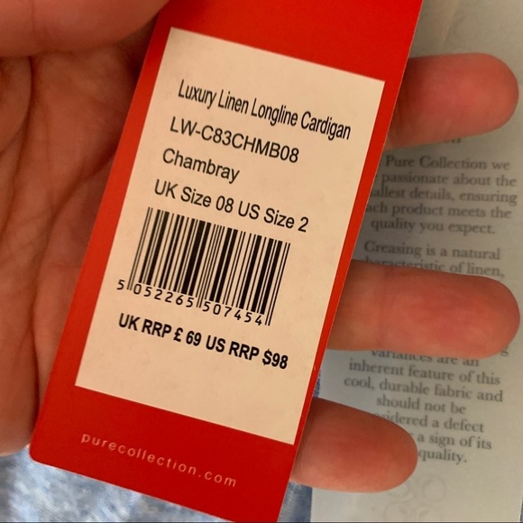 Pure Collection Blue Linen Longline Cardigan NWT - Picture 6 of 6